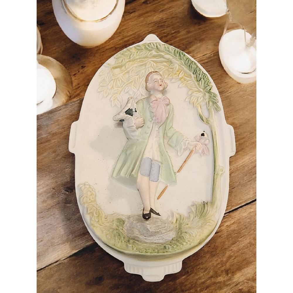 Handpainted Chase Bisque Victorian Era Porcelain Plaque from Occupied Japan